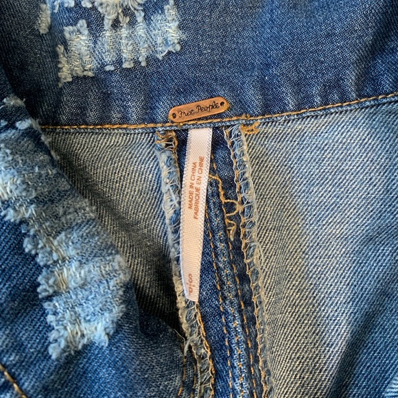 NWOT Free People denim crochet back vest - Picture 5 of 6